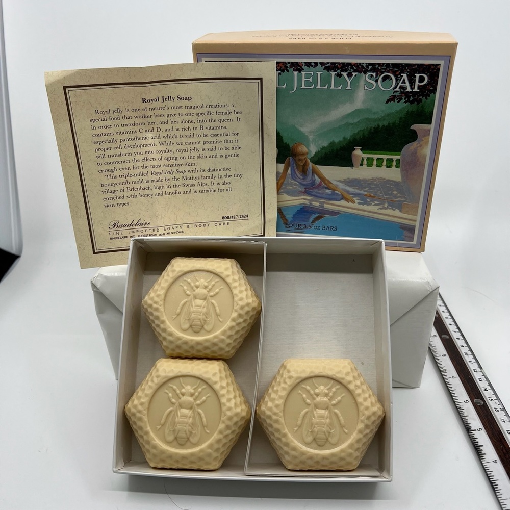 3 Full Size 3.5 oz Bars of Baudelaires Royal Jelly Soaps